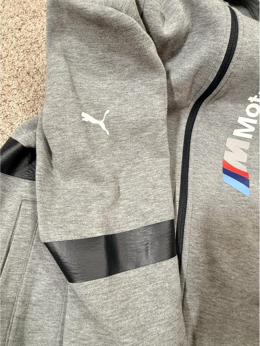 PUMA BMW M Motorsport Men's Full-Zip Hoodie Heather Gray Jacket Size Small - Picture 8 of 16